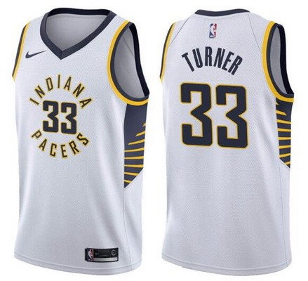 Men's Indiana Pacers #33 Myles Turner White Icon Hot Press Jersey