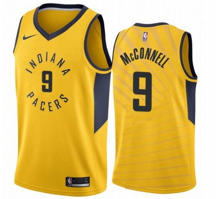 Men's Indiana Pacers #9 TJ McConnell Yellow Icon Hot Press Jersey