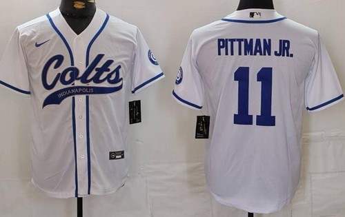 Men's Indianapolis Colts #11 Michael Pittman Jr Limited White Fashion Baseball Jersey