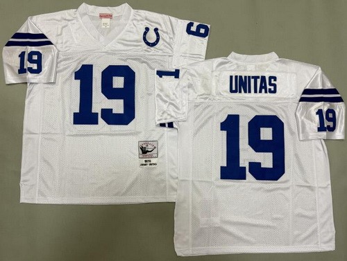 Men's Indianapolis Colts #19 Johnny Unitas White 1970 Throwback Jersey