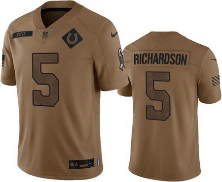 Men's Indianapolis Colts #5 Anthony Richardson Limited Brown 2023 Salute To Service Jersey