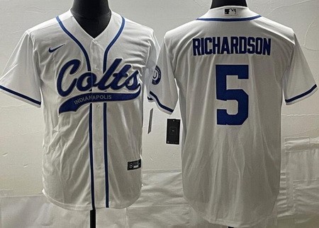 Men's Indianapolis Colts #5 Anthony Richardson Limited White Baseball Jersey