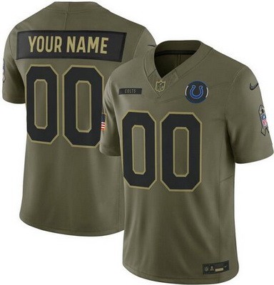 Men's Indianapolis Colts Custom Limited Green 2025 Salute To Service Jersey