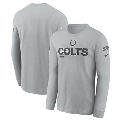 Men's Indianapolis Colts Gray 2024 Salute To Service Long Sleeve T Shirt