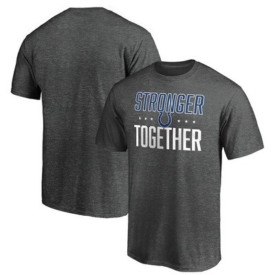 Men's Indianapolis Colts Heather Charcoal Stronger Together Printed T-Shirt 0722