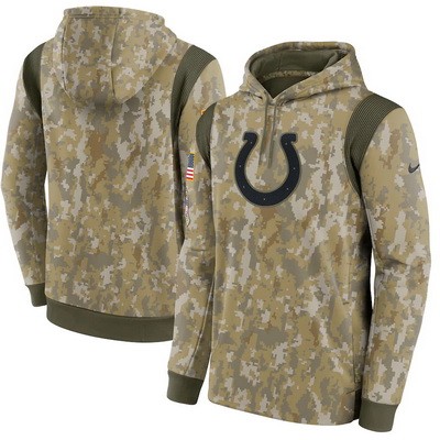 Men's Indianapolis Colts Olive 2021 Salute To Service Therma Performance Pullover Hoodie