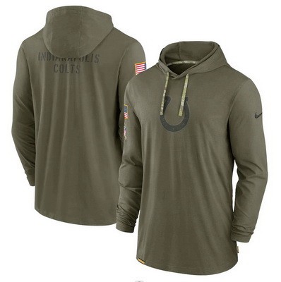 Men's Indianapolis Colts Olive 2022 Salute to Service Tonal Pullover Hoodie