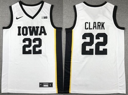 Men's Iowa Hawkeyes #22 Caitlin Clark White College Basketball Jersey