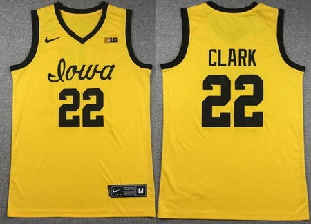 Men's Iowa Hawkeyes #22 Caitlin Clark Yellow College Basketball Jersey