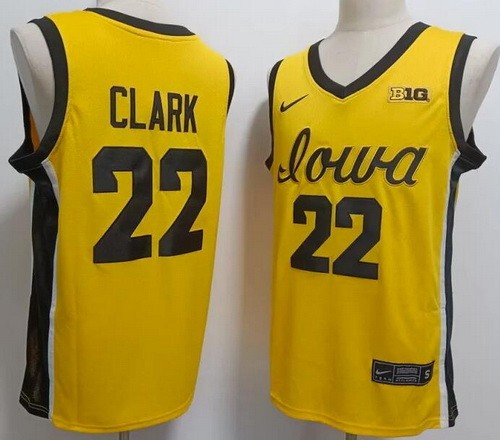 Men's Iowa Hawkeyes #22 Caitlin Clark Yellow College Basketball Jersey
