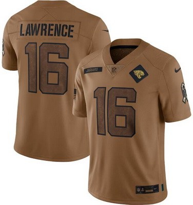 Men's Jacksonville Jaguars #16 Trevor Lawrence Limited Brown 2023 Salute To Service Jersey