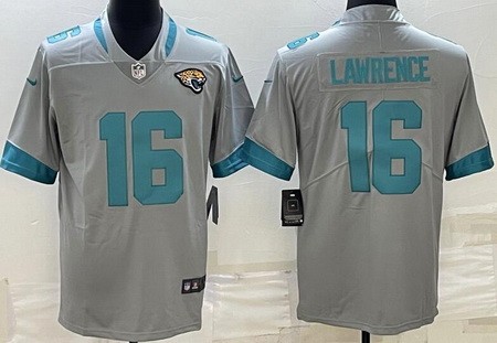 Men's Jacksonville Jaguars #16 Trevor Lawrence Limited Gray Inverted Vapor Jersey