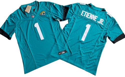 Men's Jacksonville Jaguars #1 Travis Etienne Jr Limited Green FUSE Vapor Jersey