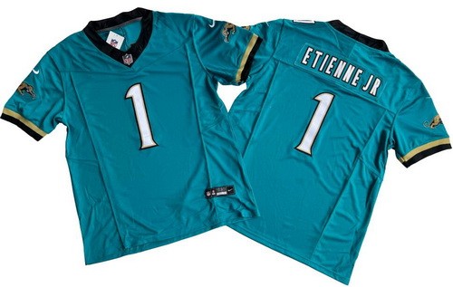 Men's Jacksonville Jaguars #1 Travis Etienne Jr Limited Teal Prowler Throwback FUSE Vapor Jersey