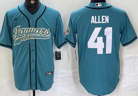 Men's Jacksonville Jaguars #41 Josh Allen Limited Teal Fashion Baseball Jersey