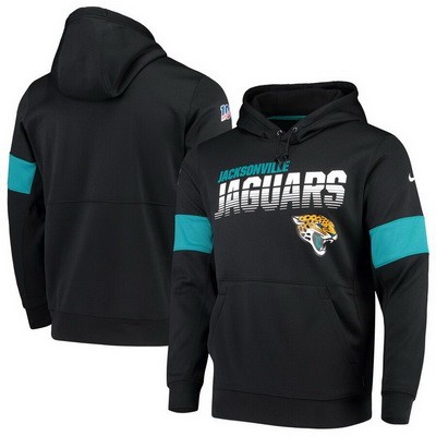 Men's Jacksonville Jaguars Black Sideline Arch Jersey Performance Pullover Hoodie