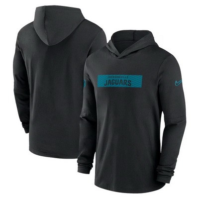 Men's Jacksonville Jaguars Black Sideline Hoodie Performance Long Sleeve T Shirt