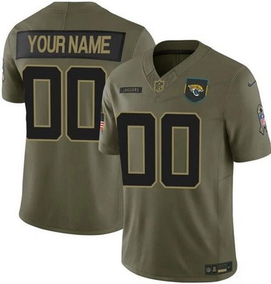 Men's Jacksonville Jaguars Custom Limited Green 2025 Salute To Service Jersey