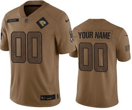 Men's Jacksonville Jaguars Customized Brown 2023 Salute To Service Jersey