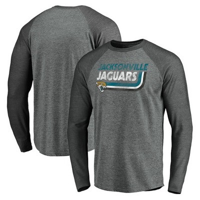 Men's Jacksonville Jaguars Gray Tri Blend Raglan Athletic Long Sleeve T Shirt