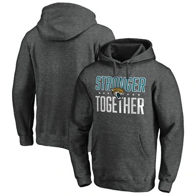 Men's Jacksonville Jaguars Heather Charcoal Stronger Together Printed Pullover Hoodie 0765