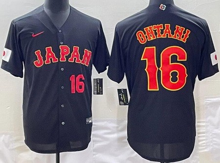 Men's Japan #16 Shohei Ohtani Black Player Number 2023 World Baseball Classic Cool Base Jersey