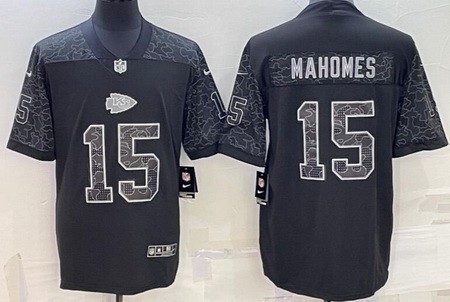 Men's Kansas City Chiefs #15 Patrick Mahomes II Limited Black RFLCTV Jersey