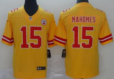 Men's Kansas City Chiefs #15 Patrick Mahomes II Limited Yellow Inverted Vapor Untouchable Jersey