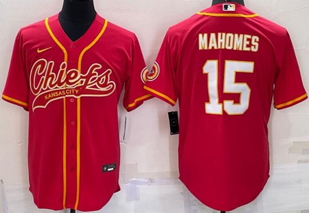 Men's Kansas City Chiefs #15 Patrick Mahomes II Red Baseball Jersey