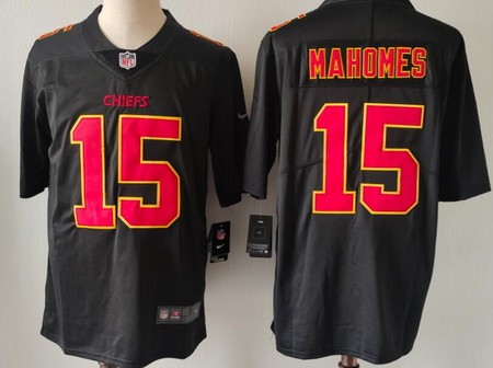Men's Kansas City Chiefs #15 Patrick Mahomes Limited Black Fashion Vapor Jersey