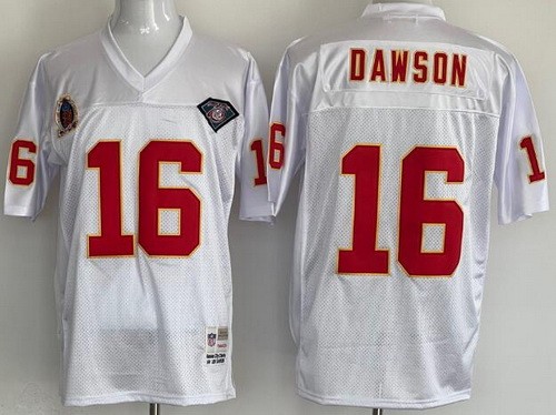 Men's Kansas City Chiefs #16 Len Dawson White Throwback Jersey