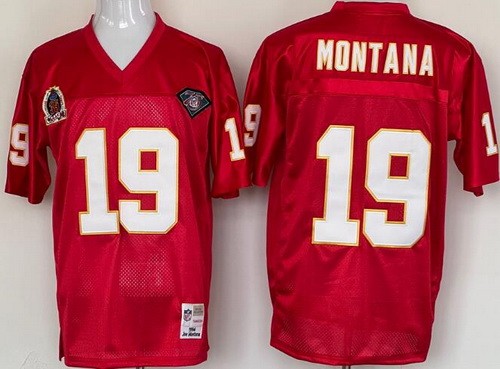 Men's Kansas City Chiefs #19 Joe Montana Red Throwback Jersey