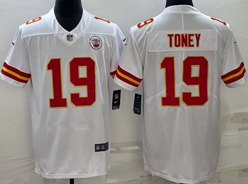 Men's Kansas City Chiefs #19 Kadarius Toney Limited White Vapor Jersey
