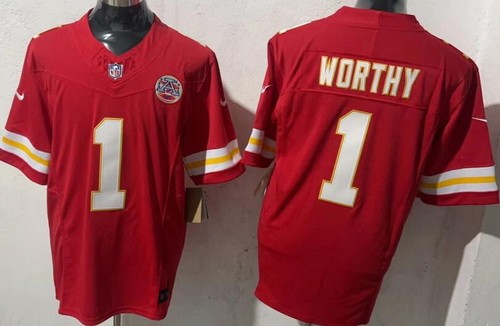 Men's Kansas City Chiefs #1 Xavier Worthy Limited Red FUSE Vapor Jersey