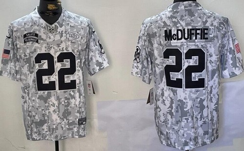 Men's Kansas City Chiefs #22 Trent McDuffie Limited Arctic Camo 2024 Salute to Service Jersey