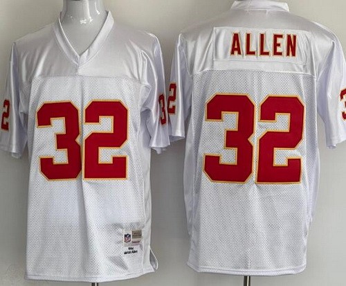 Men's Kansas City Chiefs #32 Marcus Allen White Throwback Jersey