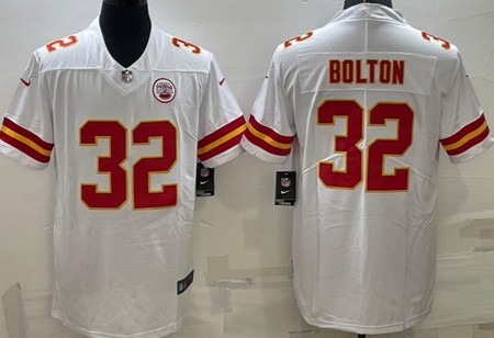 Men's Kansas City Chiefs #32 Nick Bolton Limited White Vapor Jersey