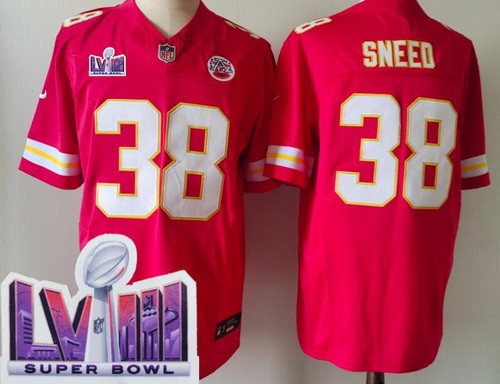 Men's Kansas City Chiefs #38 L'Jarius Sneed Limited Red LVIII Super Bowl FUSE Vapor Jersey