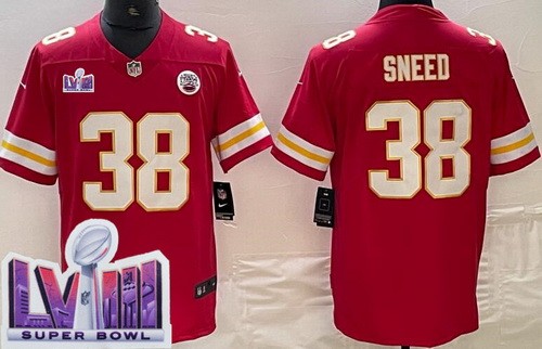 Men's Kansas City Chiefs #38 L'Jarius Sneed Limited Red LVIII Super Bowl Vapor Jersey