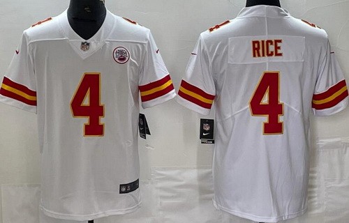Men's Kansas City Chiefs #4 Rashee Rice Limited White Vapor Jersey