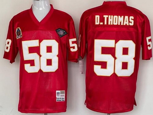 Men's Kansas City Chiefs #58 Derrick Thomas Red Throwback Jersey