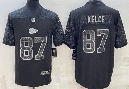 Men's Kansas City Chiefs #87 Travis Kelce Limited Black RFLCTV Jersey