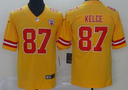Men's Kansas City Chiefs #87 Travis Kelce Limited Yellow Inverted Vapor Untouchable Jersey