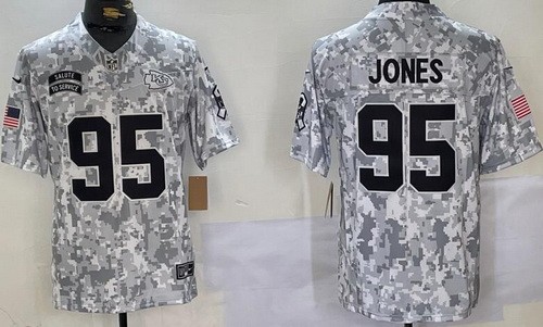 Men's Kansas City Chiefs #95 Chris Jones Limited Arctic Camo 2024 Salute to Service Jersey