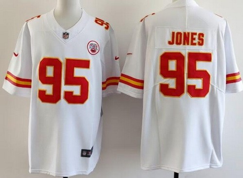 Men's Kansas City Chiefs #95 Chris Jones Limited White Vapor Jersey
