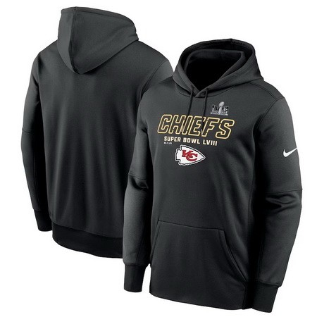 Men's Kansas City Chiefs Black 2024 LVIII Super Bowl Champions Pullover Hoodie 403207