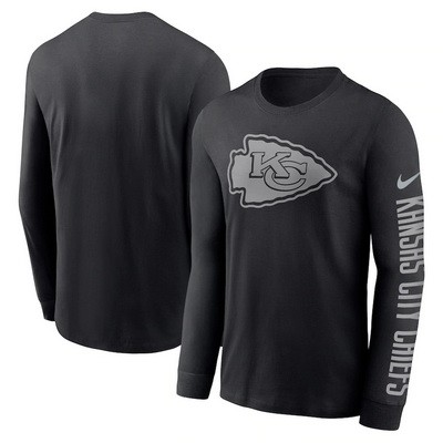 Men's Kansas City Chiefs Black RFLCTV Long Sleeve T Shirt