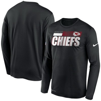 Men's Kansas City Chiefs Black Sideline Impact Legend Performance Long Sleeves T Shirt 622