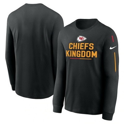 Men's Kansas City Chiefs Black Team Slogan Long Sleeve T Shirt