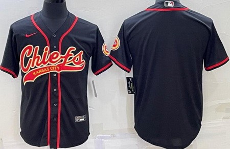 Men's Kansas City Chiefs Blank Black Baseball Jersey
